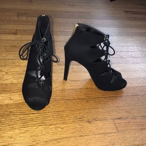 Black Lace Up Ankle Heels